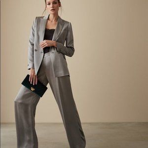 Reiss Silk-Effect Aria Oversized Metallic Blazer